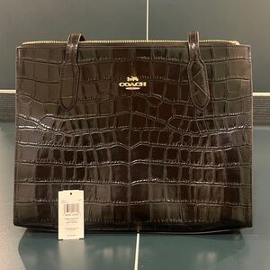 NWT Coach Nina Tote Croc Embossed Leather Black - The Perfect Style Tote
